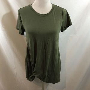 Time and Tru army green short sleeve T with knotted bottom - womens small, armpi